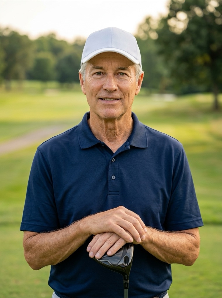 Walt Fairbanks on the tee